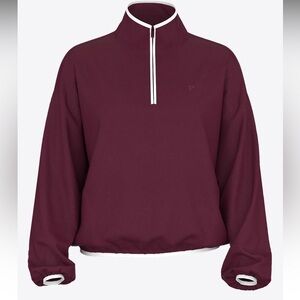 Victoria Secret Pink- Women's Burgundy Fleece Quarter-Zip Sweater